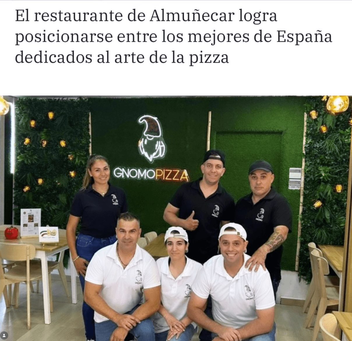 Equipo de Pizzería Gnomo de Almuñécar en el diario Ideal